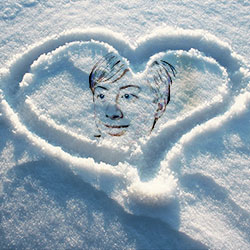 Heart on the snow Photo effect - Heart on the snow