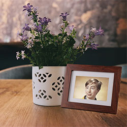 Photo frame near flowerpot Photo effect - Photo frame near flowerpot