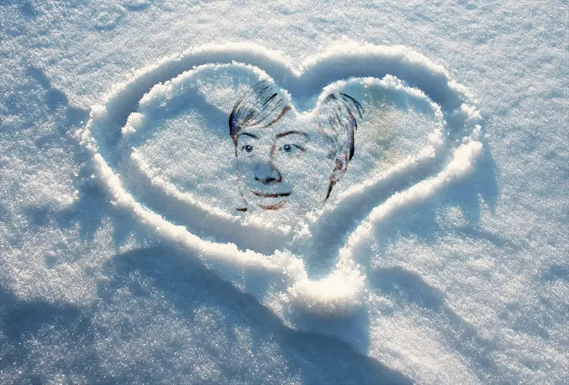 Heart on the snow Photo effect - Heart on the snow